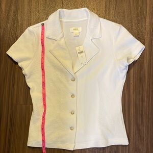 Maeve by Anthropologie White Short Sleeve Button-Up Shirt